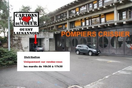 Notre dépôt, à coté du local des pompiers de Crissier, à l'arrière du bâtiment communal